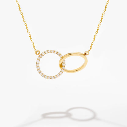 Diamant ineinandergreifende Kreis Halskette