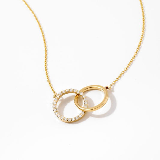 Diamant ineinandergreifende Kreis Halskette