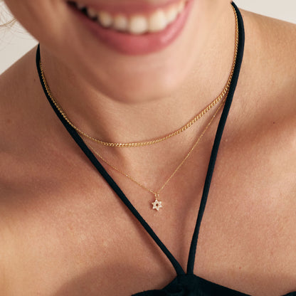 Diamond Star of David Necklace in 585 Solid Gold