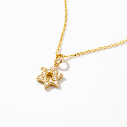 Diamond Star of David Necklace in 585 Solid Gold