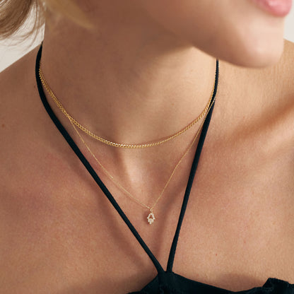Diamond Hamsa Hand Necklace in 585 Solid Gold