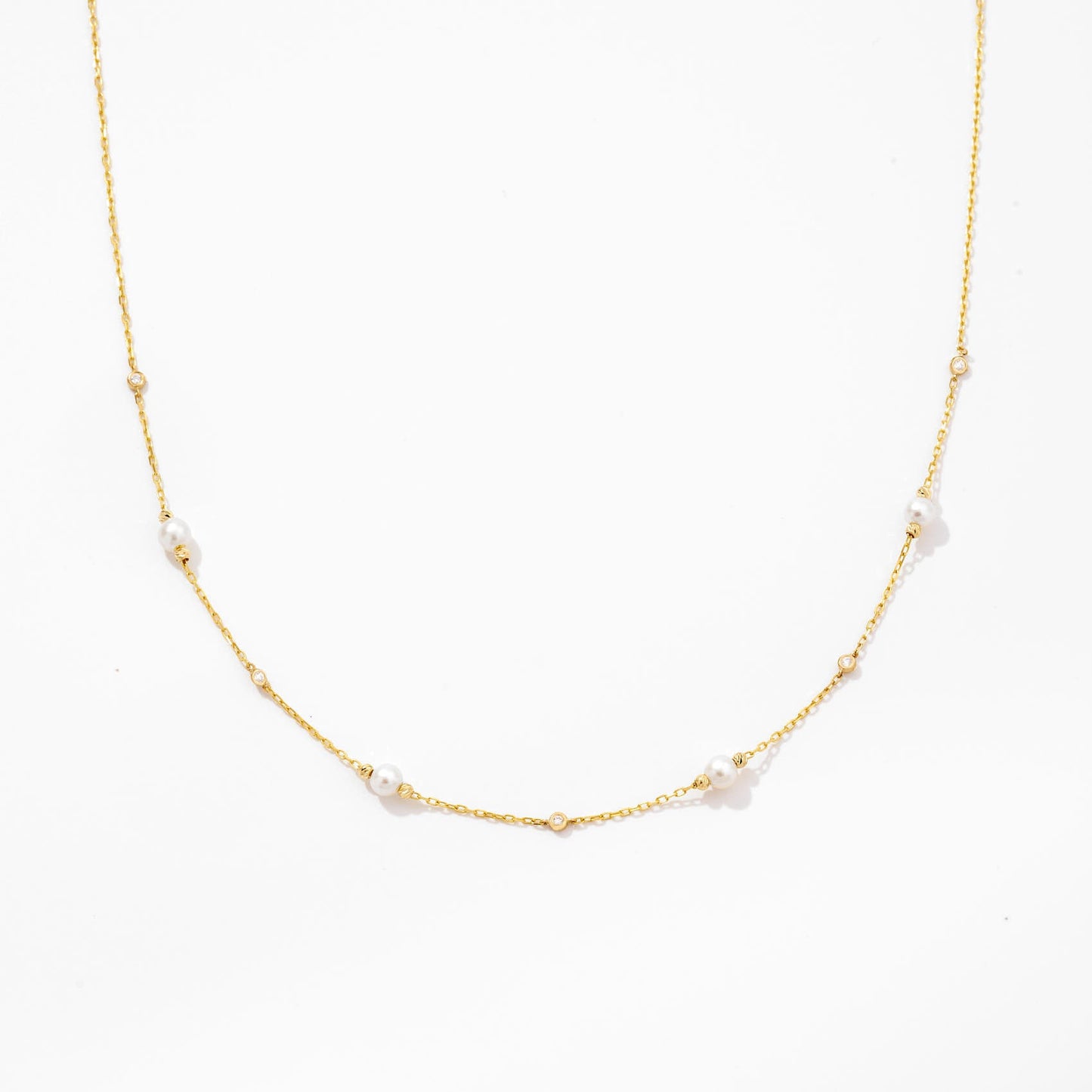 Diamonds and pearls Y-necklace with drop pendant in 585 solid gold