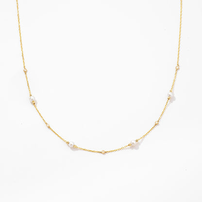 Diamanten und Perlen Y-Kette mit Tropfenanhänger