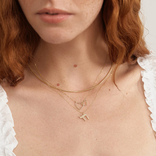 Collier cœurs entrelacés en or massif 585