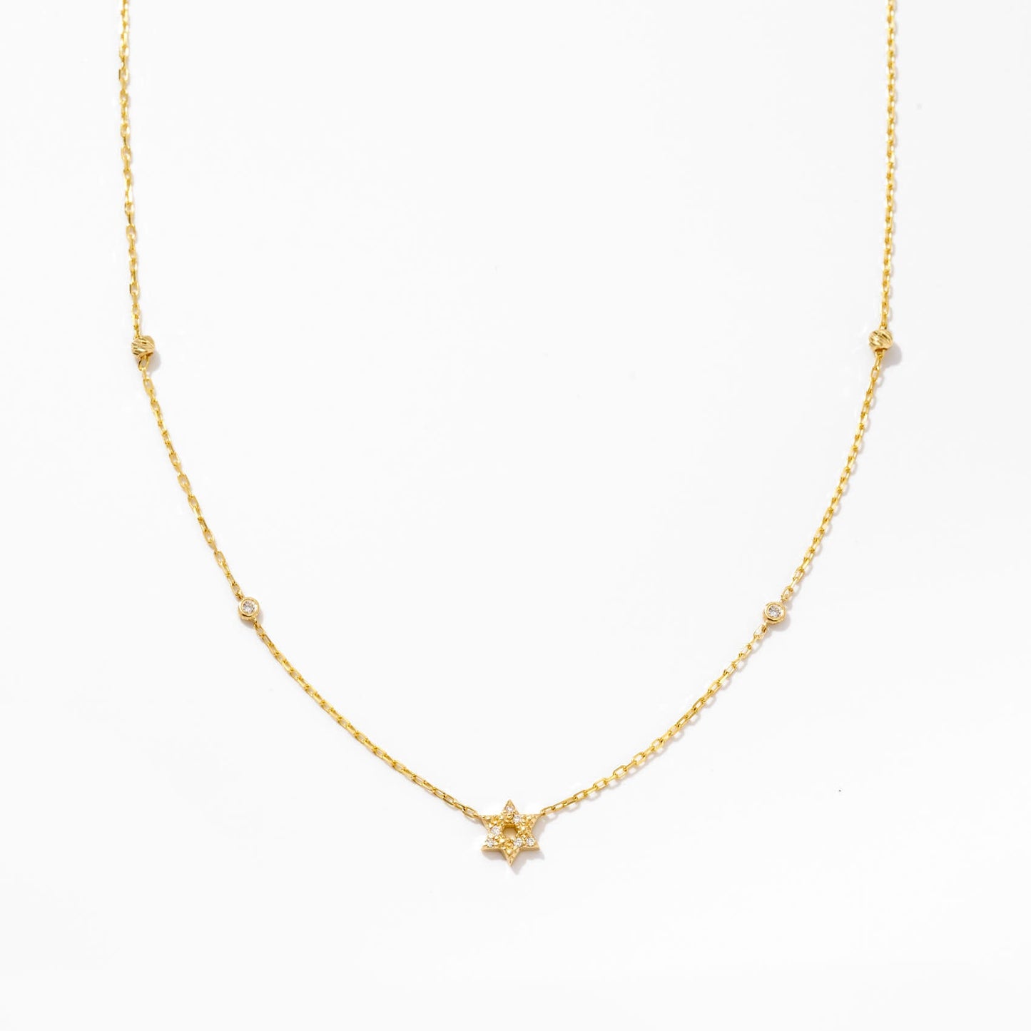 Diamond Station Star of David 585 solid gold necklace