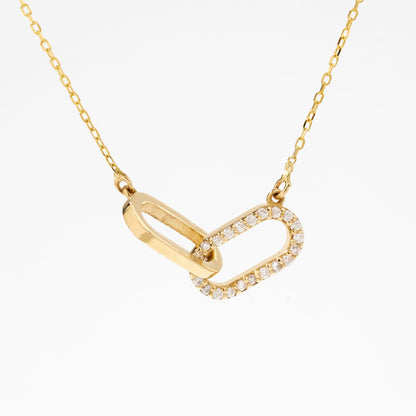 Collier entrelacé trombone diamant en or massif 18 carats.