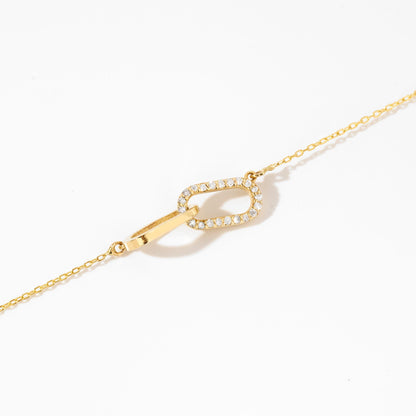 Collier entrelacé trombone diamant en or massif 18 carats.