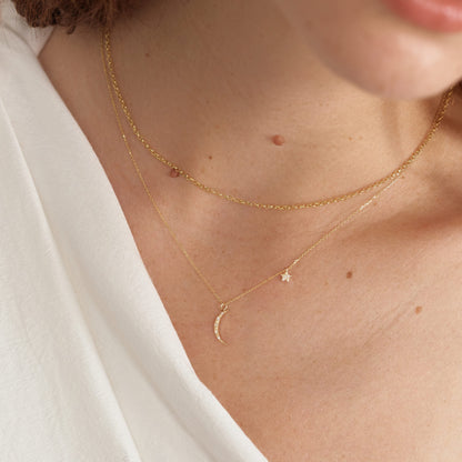 Diamant Mond Stern Halskette
