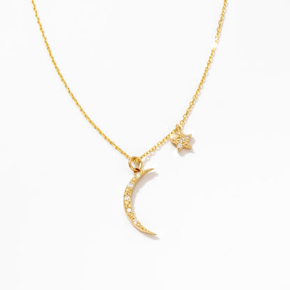 Diamant Mond Stern Halskette