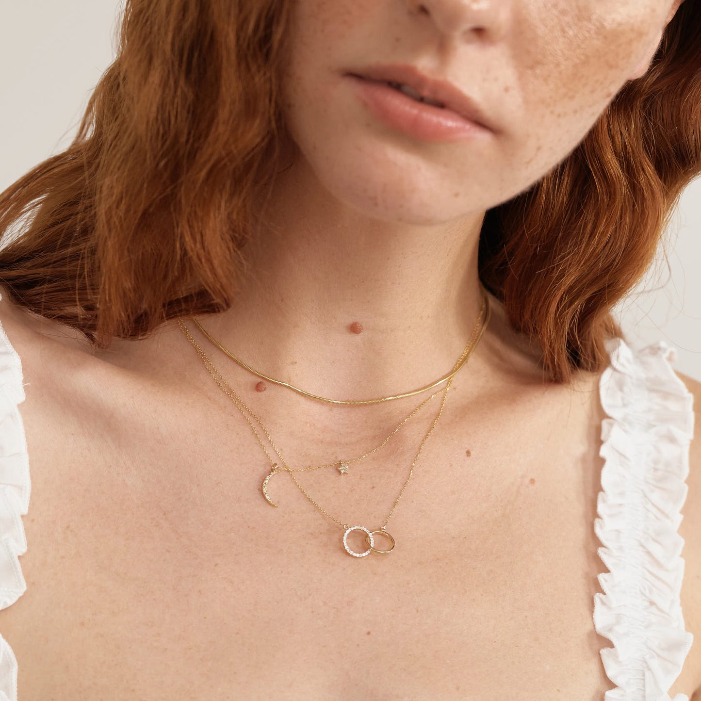 Diamant Mond Stern Halskette