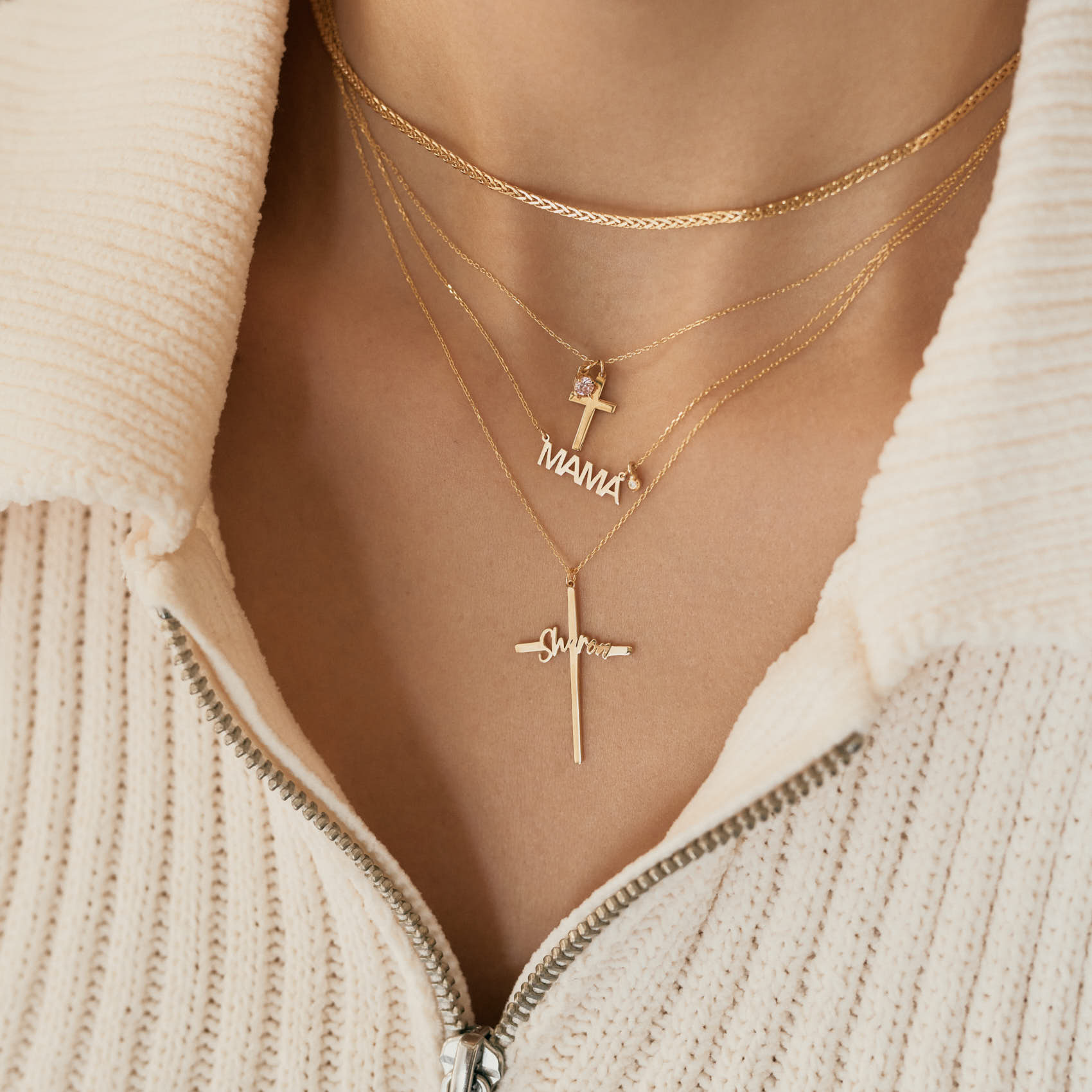 Cross Birthstone Halskette