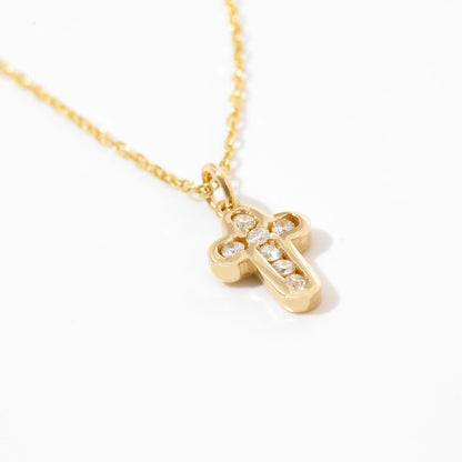 Tiny Diamond Cross Necklace