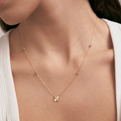 Diamond four-leaf clover necklace in 585 solid gold