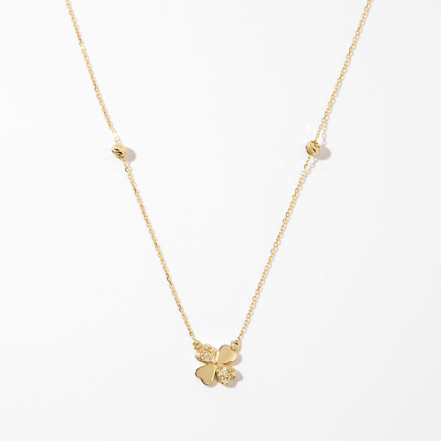 Diamond four-leaf clover necklace in 585 solid gold