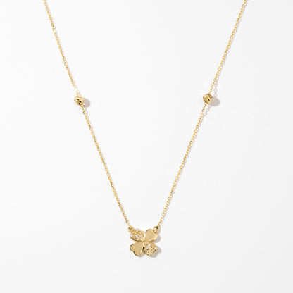 Diamond four-leaf clover necklace in 585 solid gold