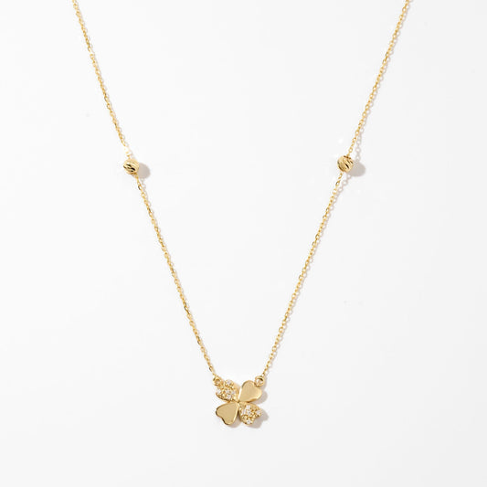Diamant Vierblatt-Kleeblatt Halskette