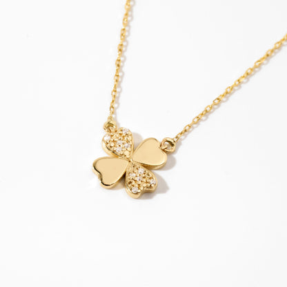 Diamond four-leaf clover necklace in 585 solid gold