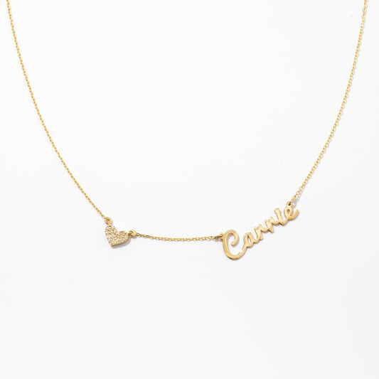 Diamant Carrie Namenskette mit Herzanhänger