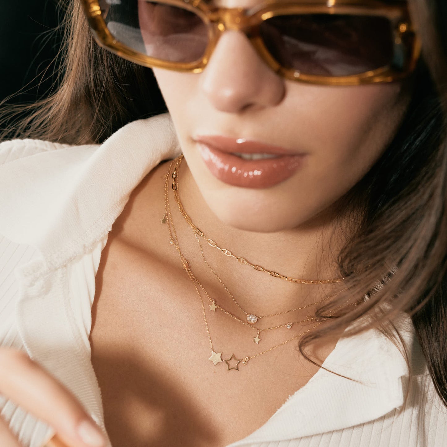Diamond Star Station Necklace in 585 Solid Gold