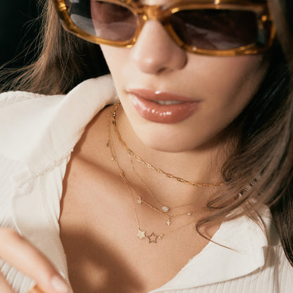 Diamond Star Station Necklace in 585 Solid Gold