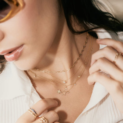 Diamond Star Station Necklace in 585 Solid Gold
