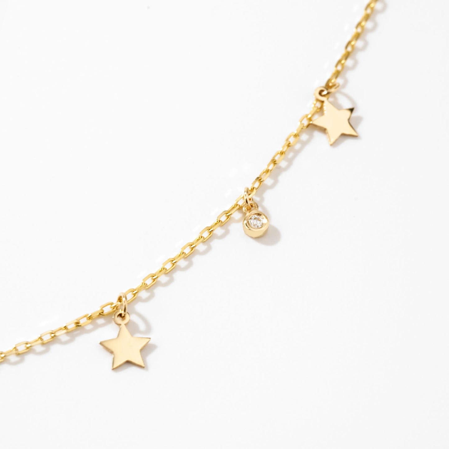 Diamond Star Station Necklace in 585 Solid Gold