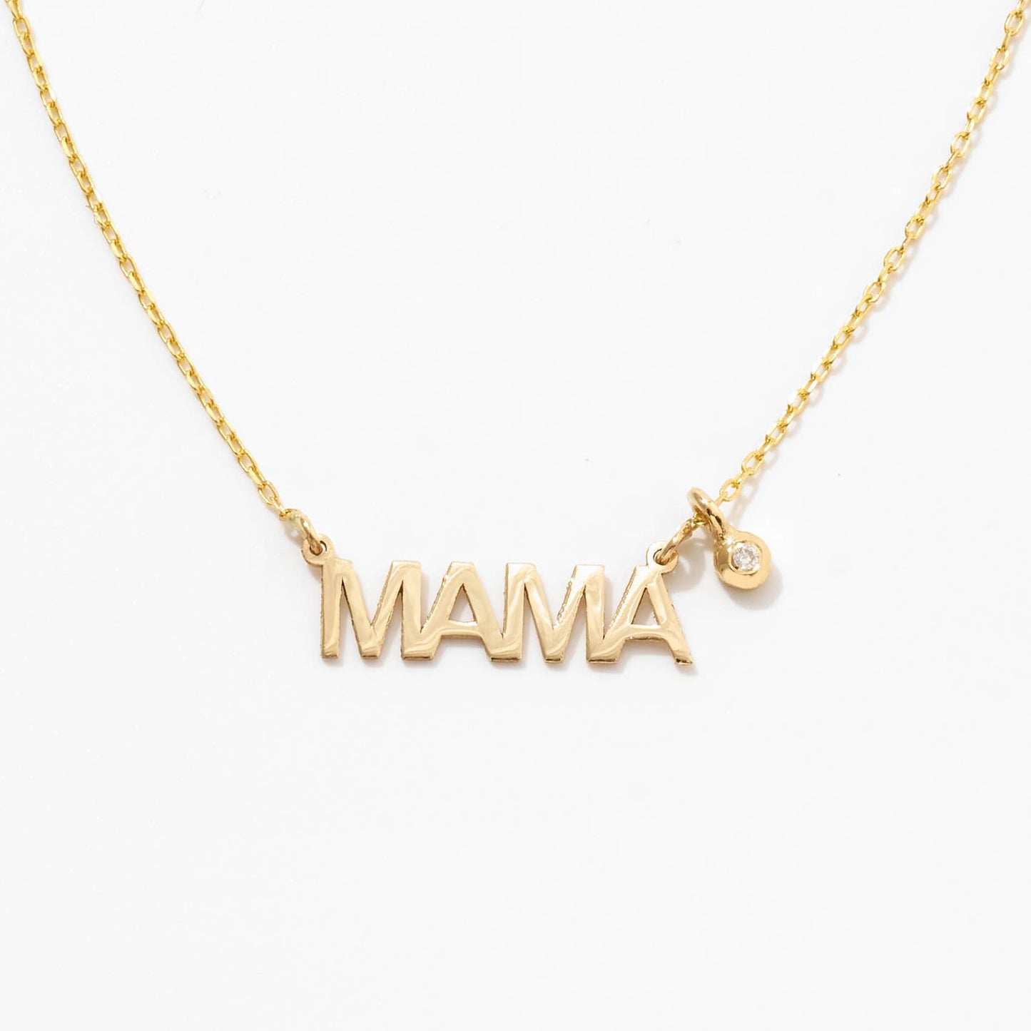 Tiny Diamond Mama Necklace in 585 Solid Gold
