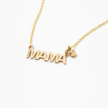 Tiny Diamond Mama Necklace in 585 Solid Gold