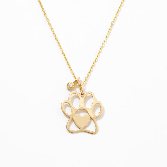 Tiny Paw Print Halskette mit Diamant