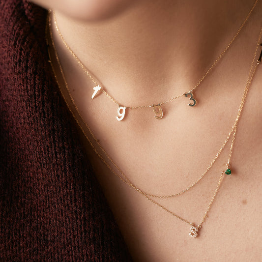diamond initial with birthstone in 585 solid gold