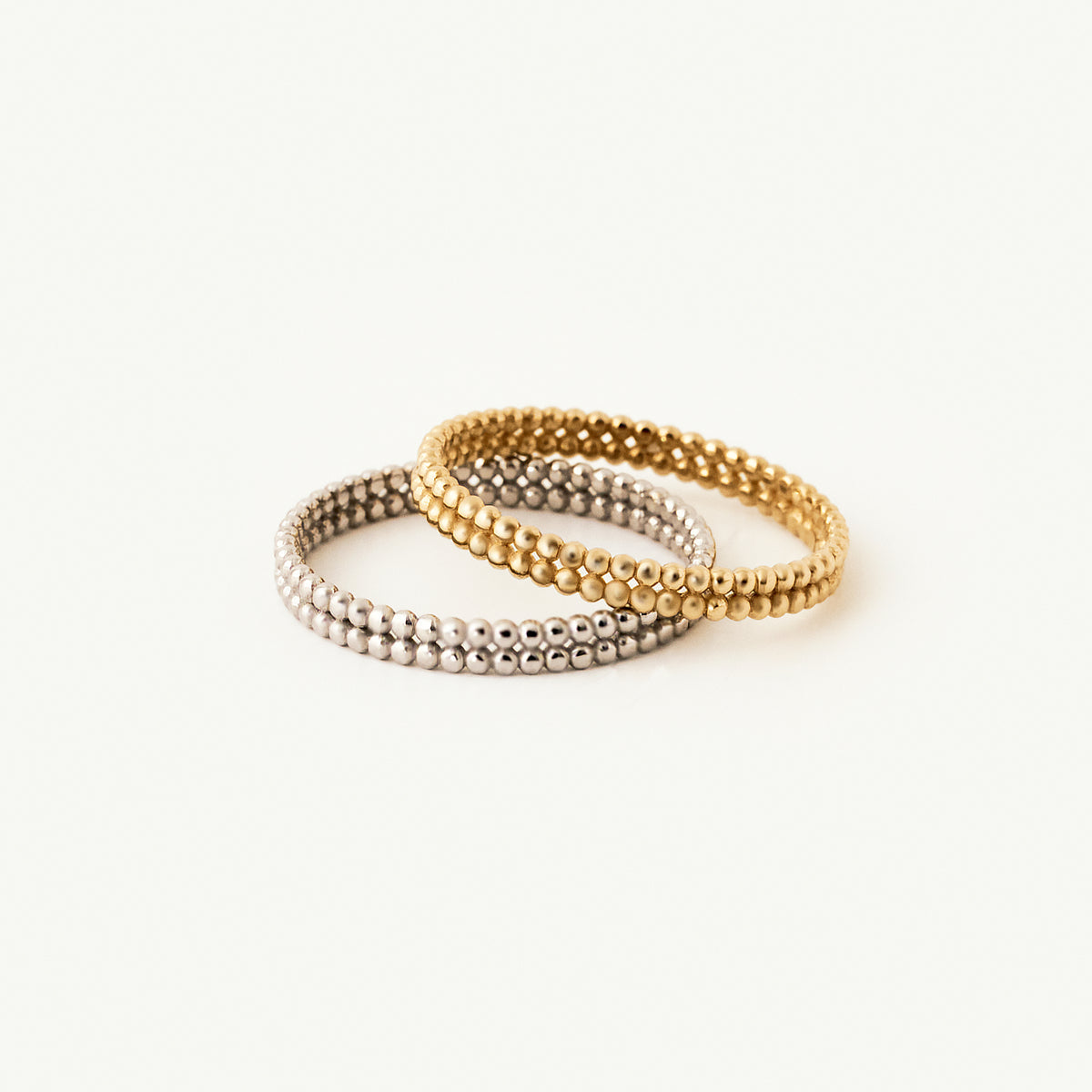 Bague d'éternité perlée double boule en or 585