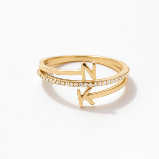 Diamant Doppel-Initialen-Ring