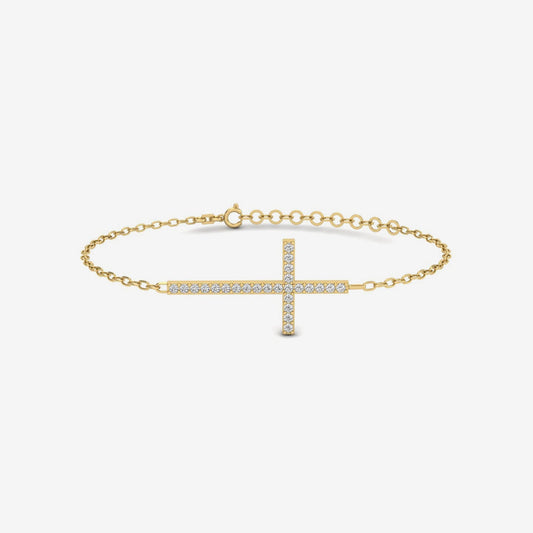 Horizontales Kreuz-Armband mit Diamantpflaster