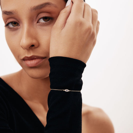 Bracelet mauvais œil pavé de diamants en or 585