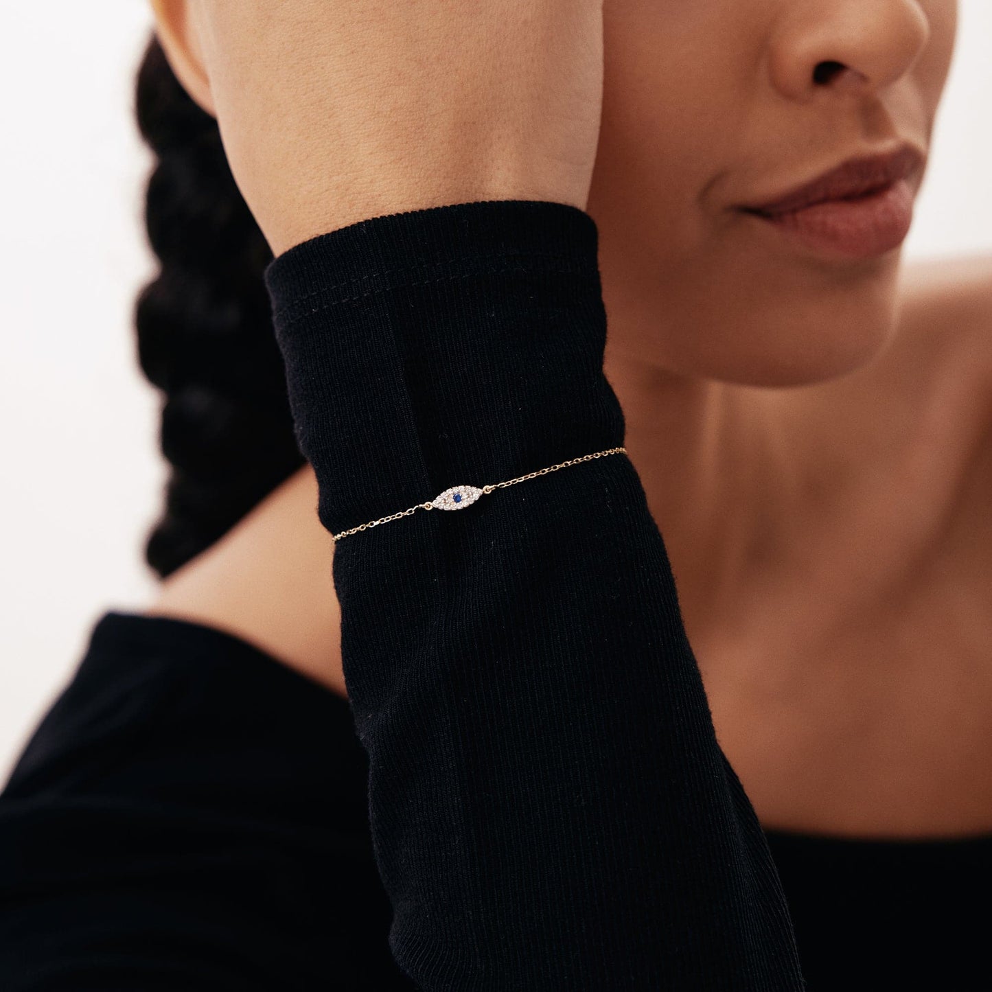 Diamant Pave Evil Eye Armband