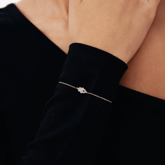 Diamond Pave Hamasa Bracelet in 585 Gold