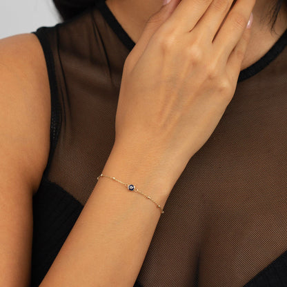 Collier de perles bracelet mauvais œil en or 585