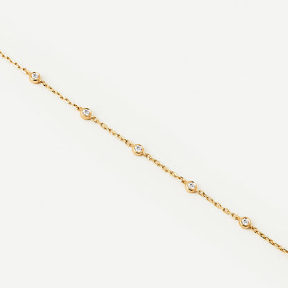 Bezel Diamond Station Bracelet in 14K Gold