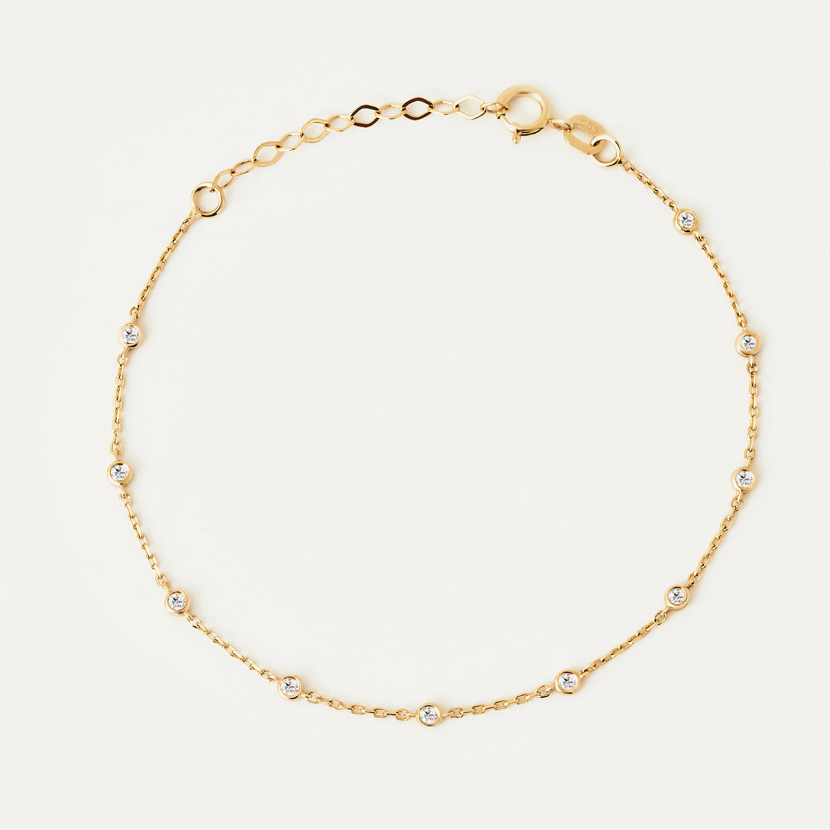 Bezel Diamond Station Bracelet in 14K Gold