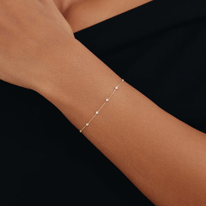Bezel Diamond Station Bracelet in 14K Gold