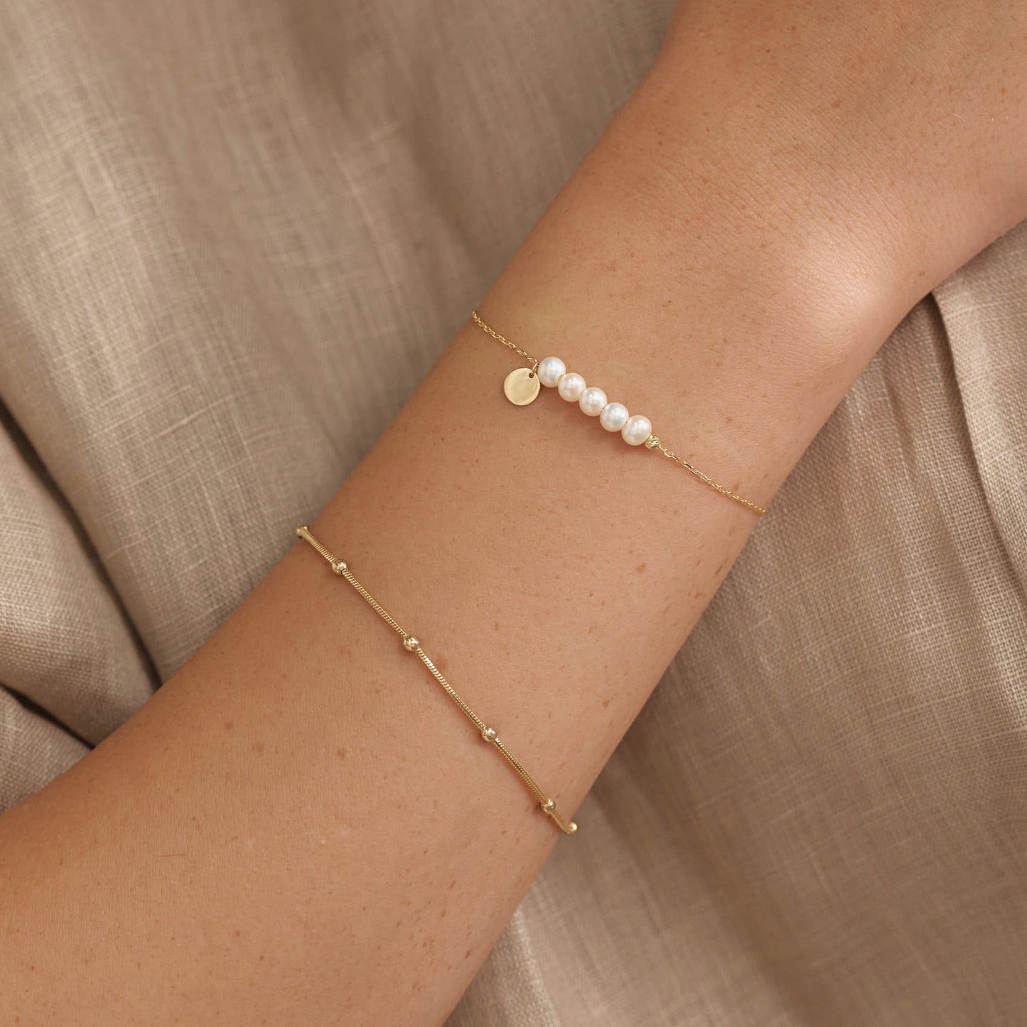 Gravierbares Perlen-Disc-Armband