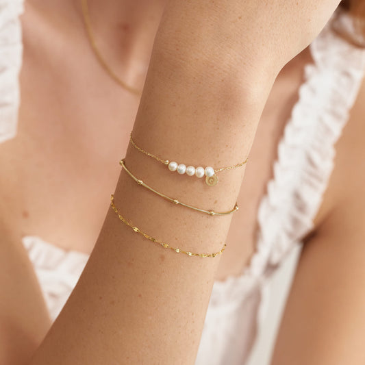 Gravierbares Perlen-Disc-Armband