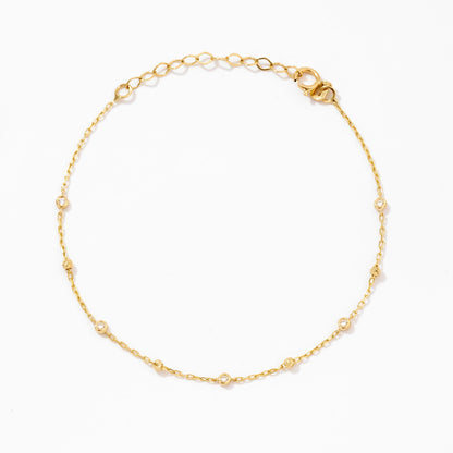 Diamonds and Pearls Yard Drop Bracelet in 14K Solid Gold