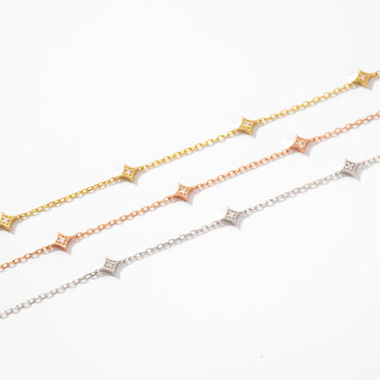 Diamond Star Station Bracelet in 585 Solid Gold
