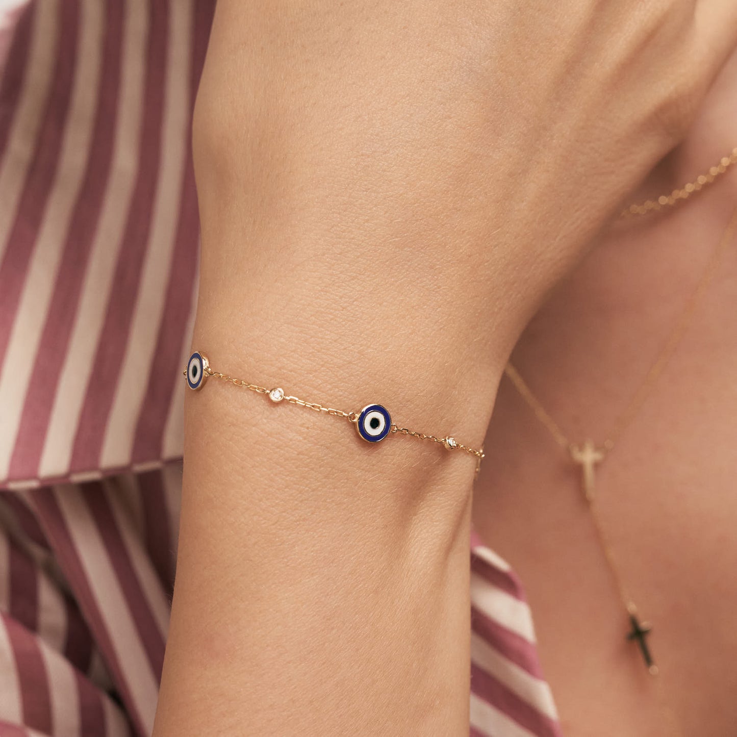 Diamant Evil Eye Station Armband