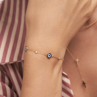 Diamant Evil Eye Station Armband
