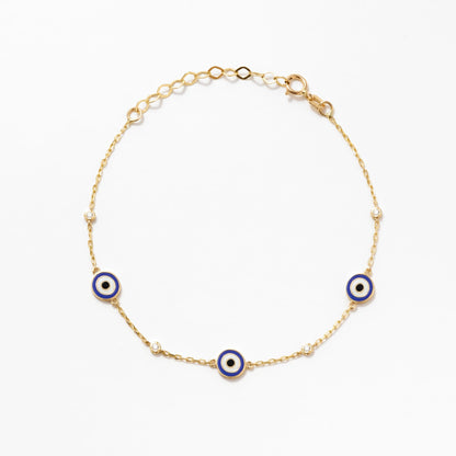 Diamond Evil Eye Station bracelet in 585 solid gold