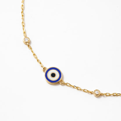 Diamond Evil Eye Station bracelet in 585 solid gold