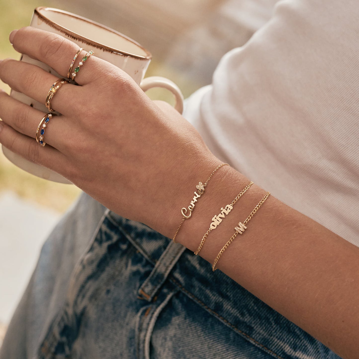 Carrie Namensarmband mit Diamant-Herz