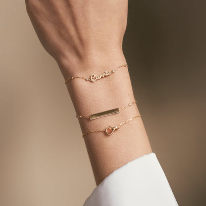 Gravierbares Lünetten Diamant Station Armband